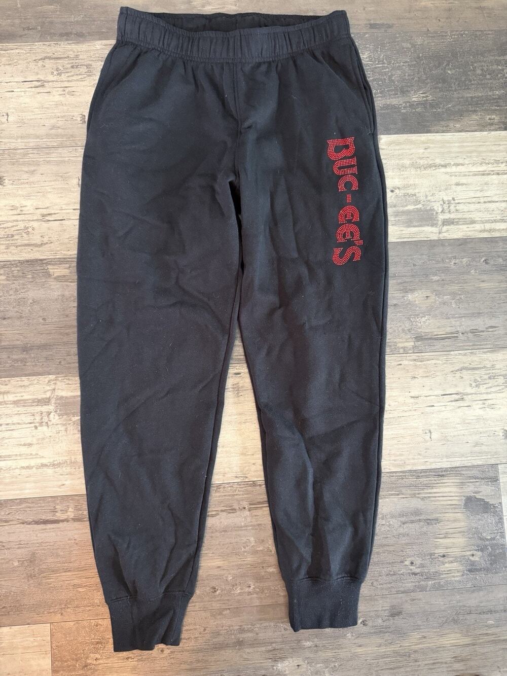 Buc-eeβs Rhinestone Jogger Sweatpants Womenβs M Black Red Logo Buc ees